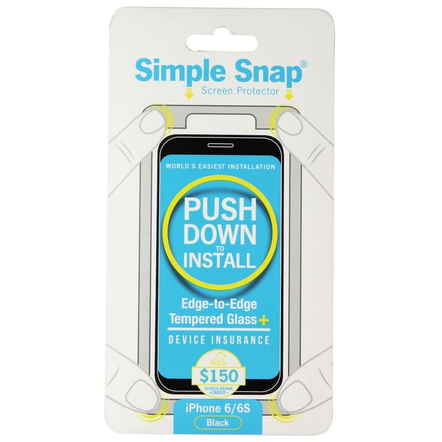 Simple Snap Tempered Glass Protector for Apple iPhone 6s and 6 - Black/Clear Image 1