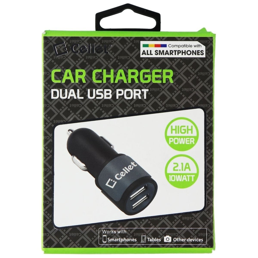 Cellet High Power Dual USB Port Car Charger (2.1A) - Black Image 1