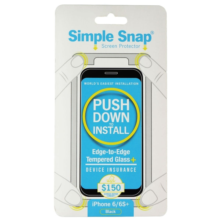 Simple Snap Tempered Glass Screen Protector for iPhone 6 Plus/6s Plus - Black Image 1