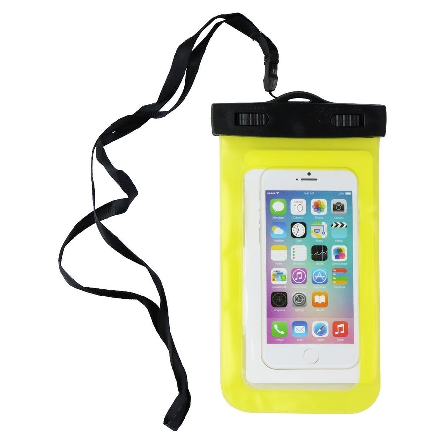 Universal Water Resistant Pouch for Smartphones with Carrying Cord - Yellow Image 1