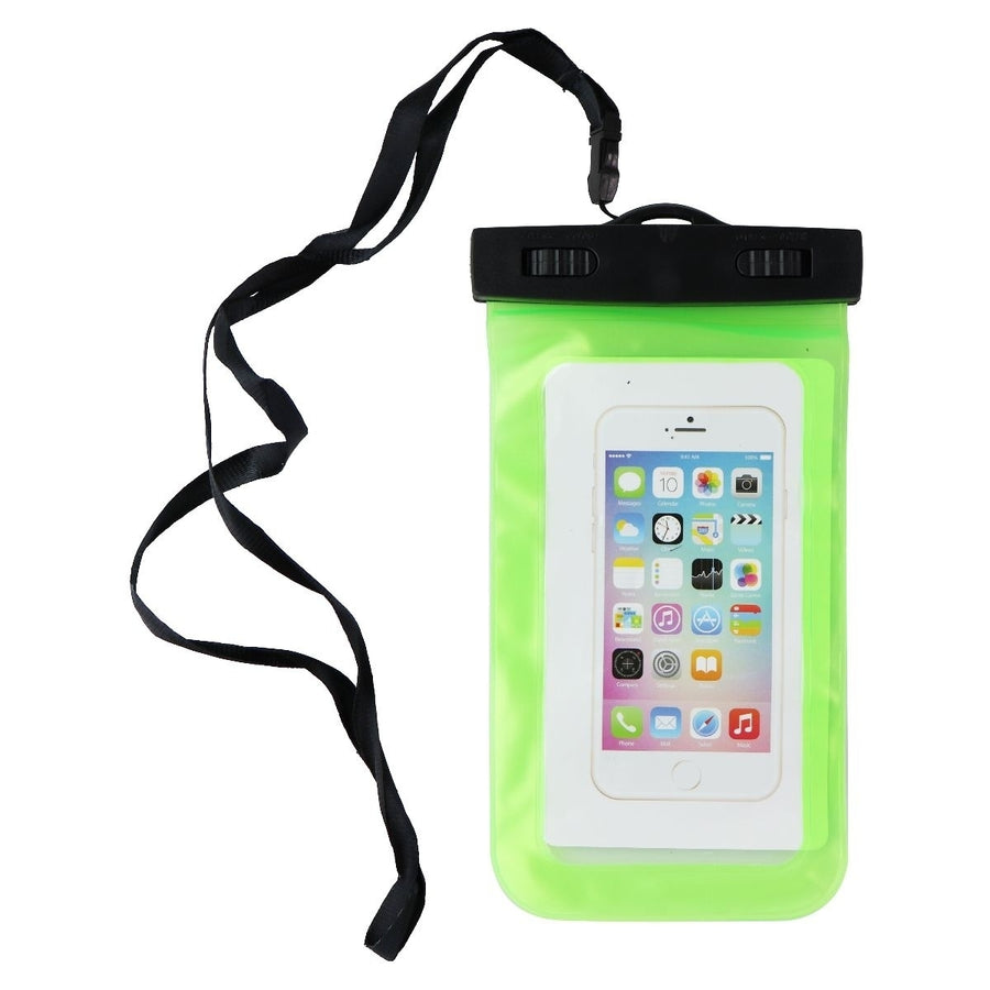 Universal Water Resistant Pouch for Smartphones with Carrying Cord - Green Image 1
