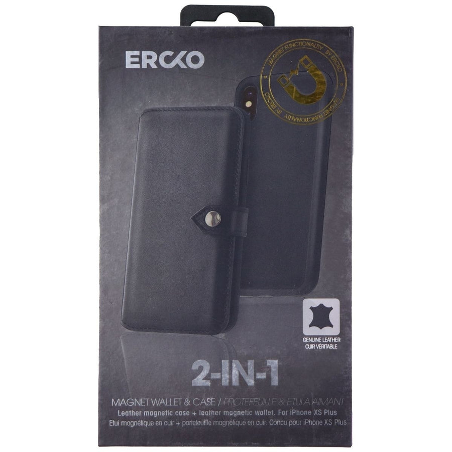 Ercko 2-in-1 Magnet Wallet Leather Case for Apple iPhone Xs Max - Black Image 1