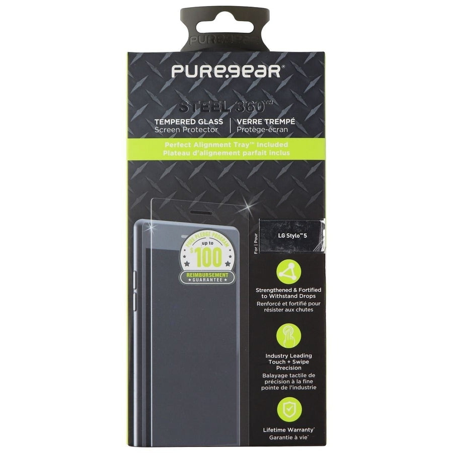 PureGear Steel 360 Tempered Glass for LG Stylo 5 Smartphones - Clear Image 1