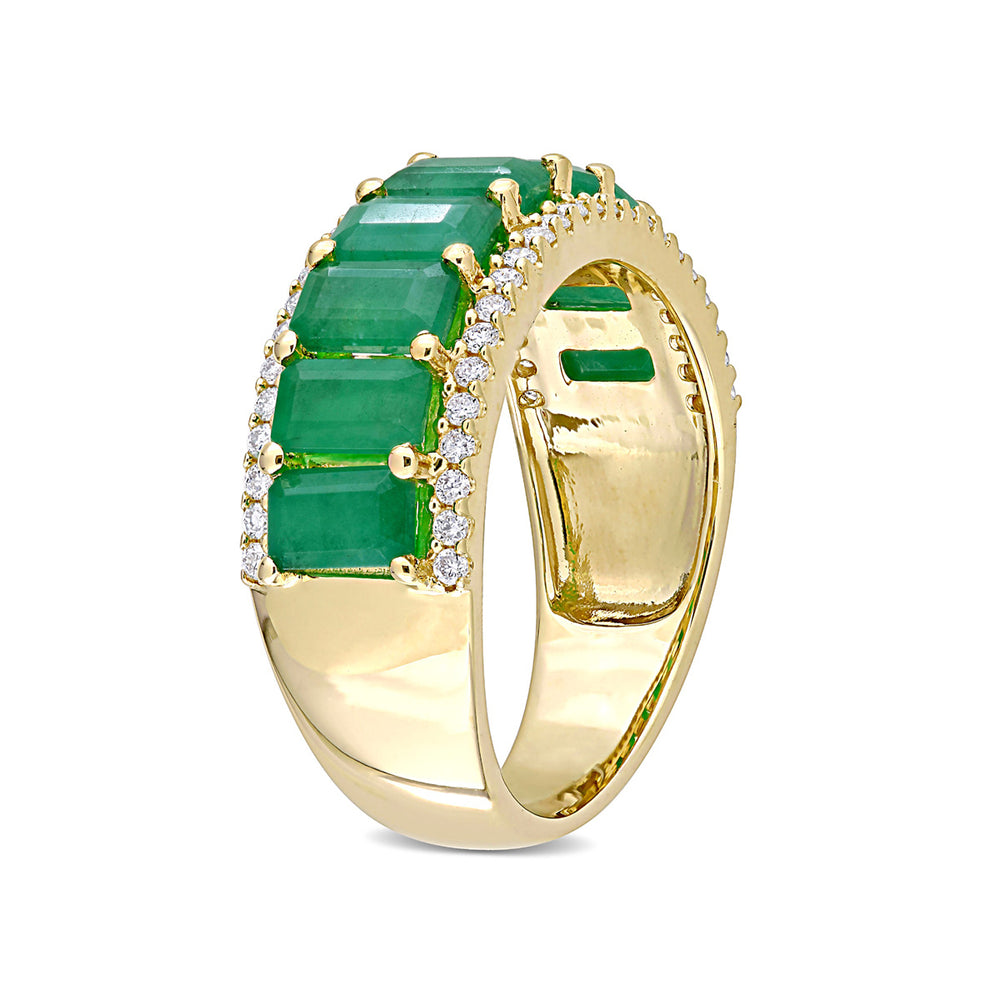 2.40 Carat (ctw) Emerald Ring band with Diamonds in 14K Yellow Gold Image 2