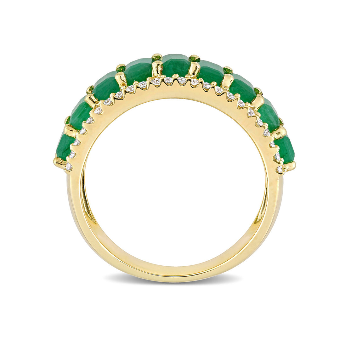 2.40 Carat (ctw) Emerald Ring band with Diamonds in 14K Yellow Gold Image 4