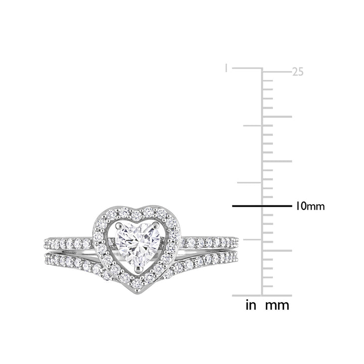 1/2 Carat (ctw) Lab-Created White Sapphire Engagement Ring and Wedding Band Set 10K White Gold with Diamonds Image 3