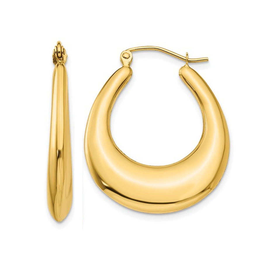 14K Yellow Gold Polished Hoop Earrings Image 1
