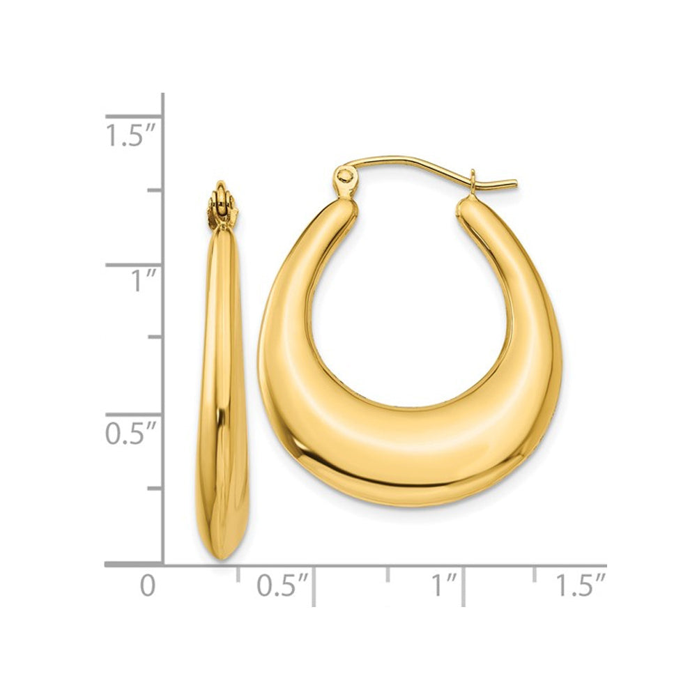 14K Yellow Gold Polished Hoop Earrings Image 2