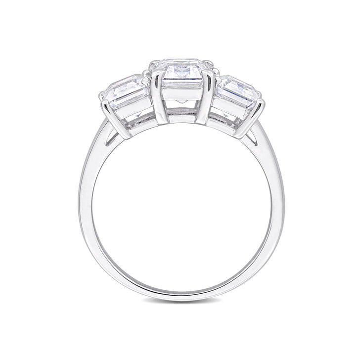 3.75 Carat (ctw) Lab-Created Three-Stone Moissanite Engagement Ring in Sterling Silver Image 4