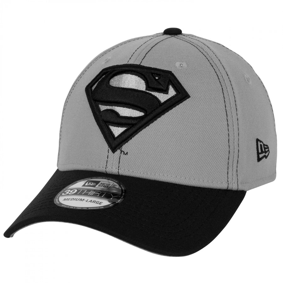 Superman Logo Grey Contrast Stitching  Era 39Thirty Fitted Hat Image 1