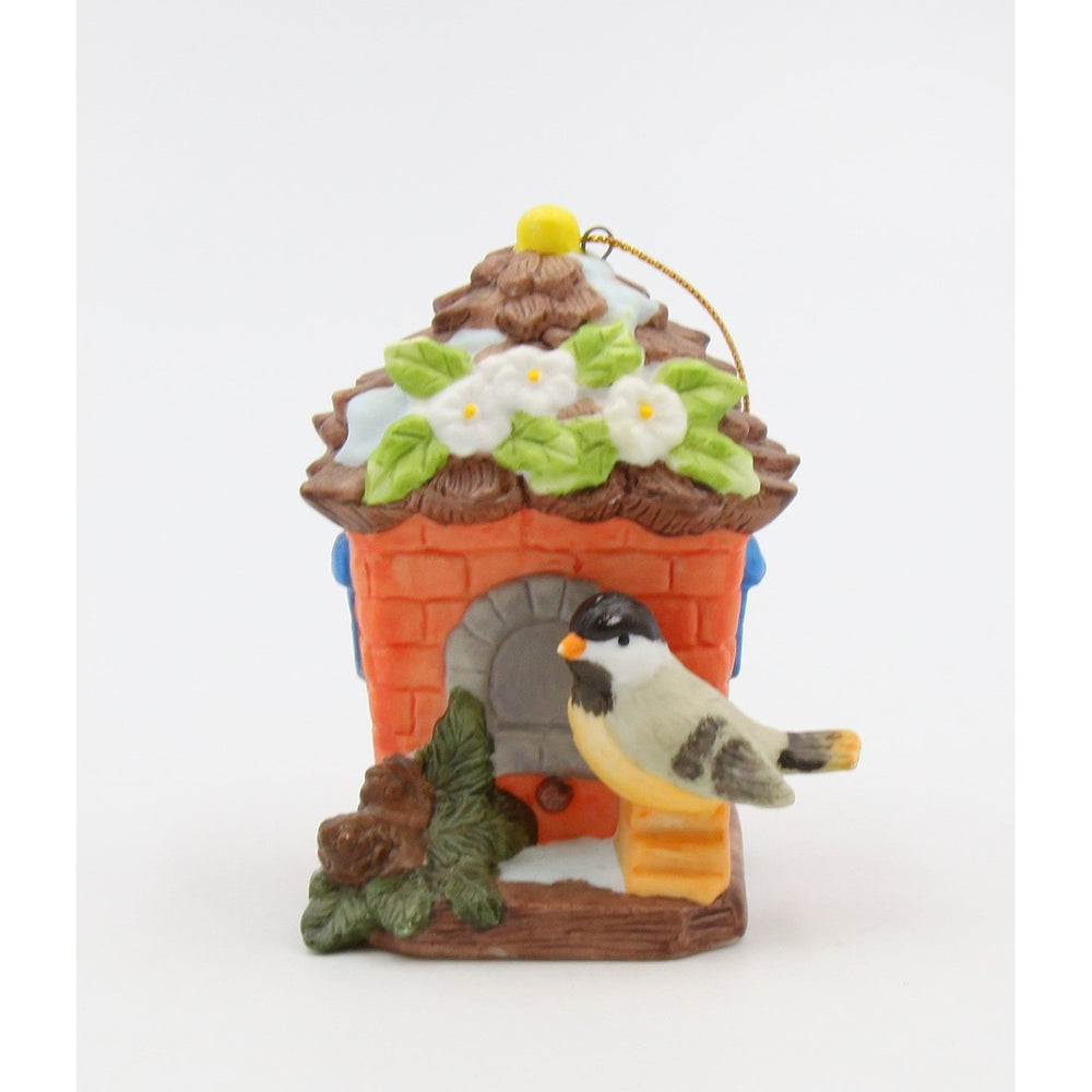 Ceramic Chickadee Bird with Birdhouse Light Cover OrnamentGift for Bird Watcher, Image 2