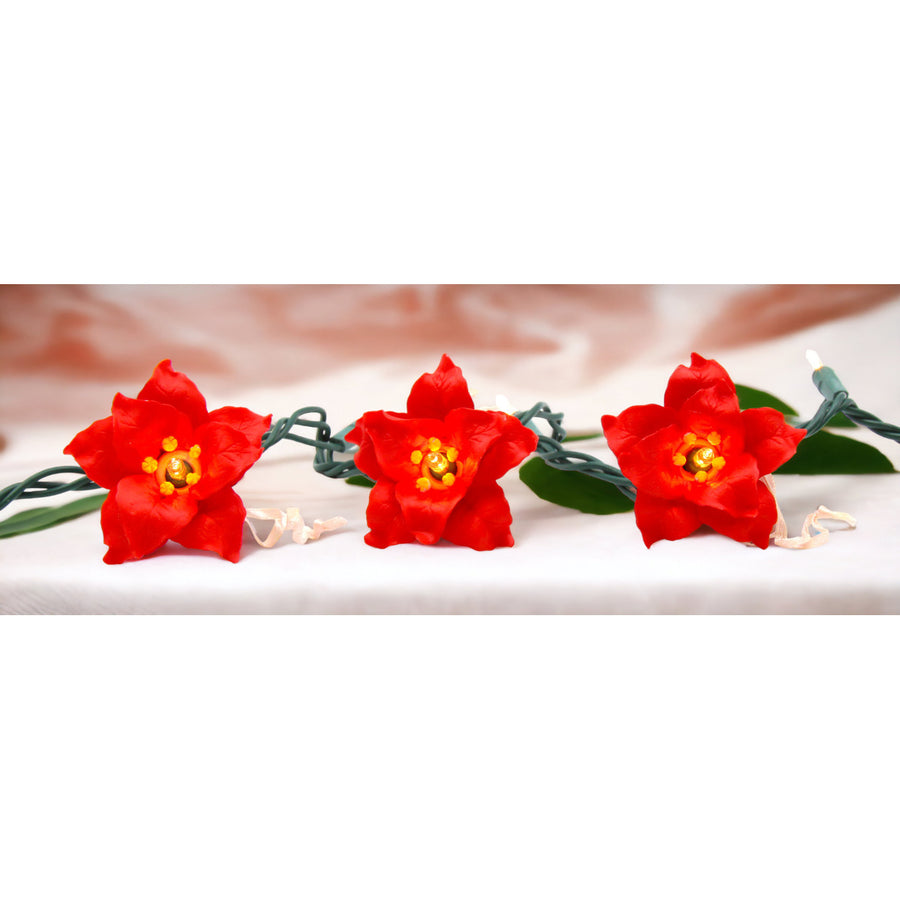 Ceramic Poinsettia Flower Light Covers-Set of 3, Image 1