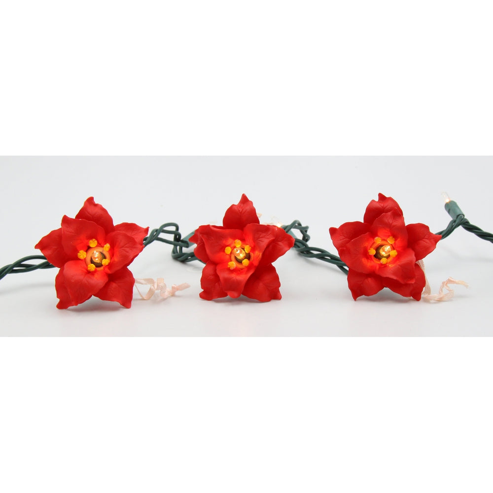 Ceramic Poinsettia Flower Light Covers-Set of 3, Image 2