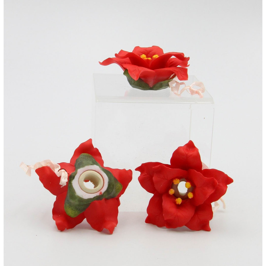 Ceramic Poinsettia Flower Light Covers-Set of 3, Image 3