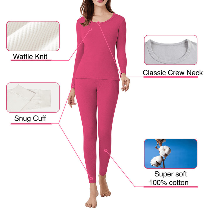 3-Sets: Womens Ultra Soft Cotton Waffle Knit Thermal Set Image 4