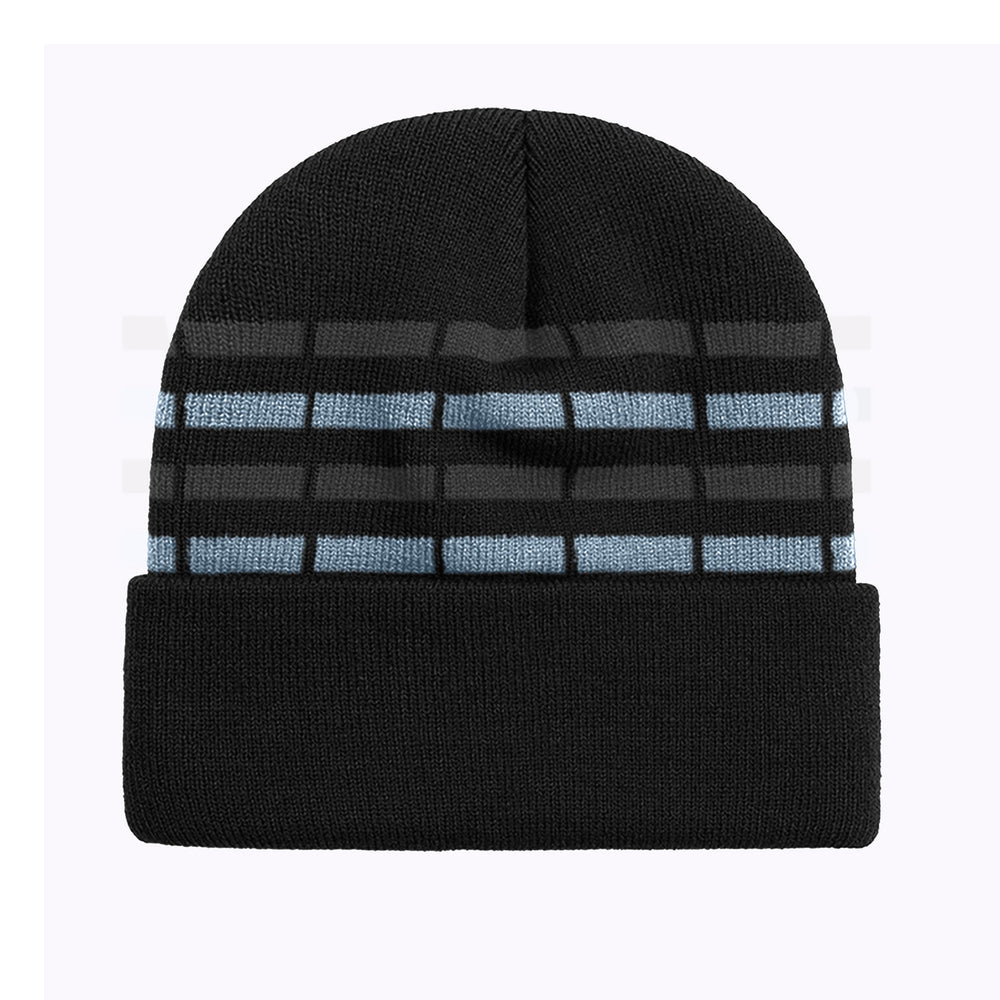 2-Pack Mens Winter Warm Cozy Knit Cuffed Solid and Striped Beanie Hat with Faux faux Lining Image 2