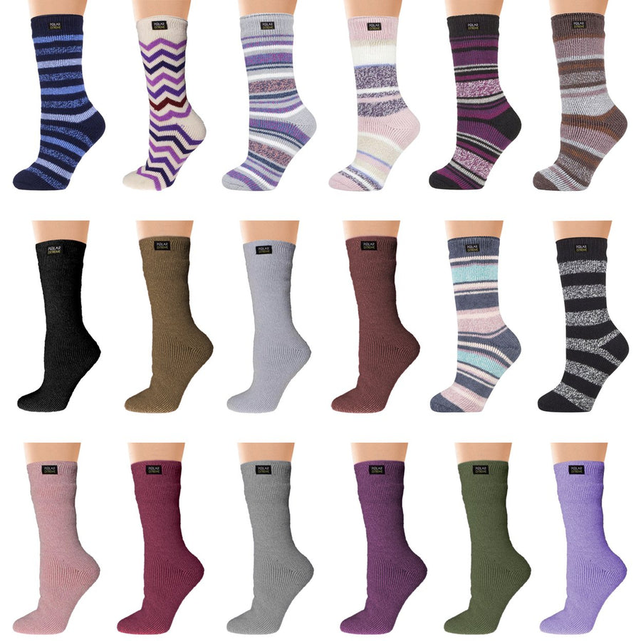 2-Pairs: Womens Polar Extreme Insulated Thermal Ultra-Soft Winter Warm Crew Socks Image 1