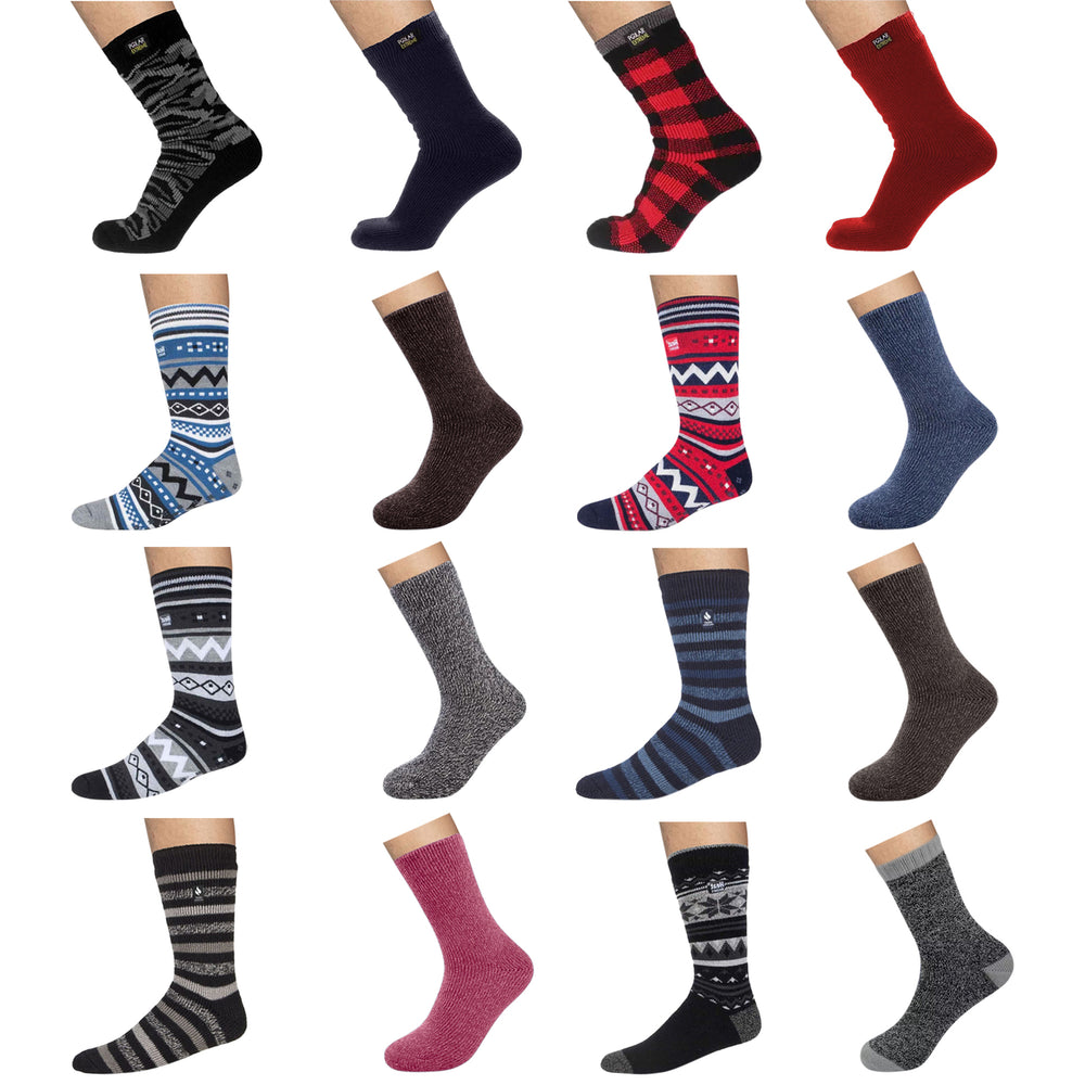 2-Pairs: Mens Polar Extreme Insulated Thermal Ultra-Soft Winter Warm Crew Socks Image 2