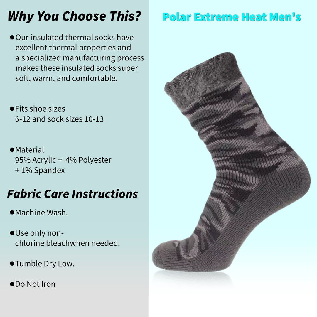 Mens Polar Extreme Insulated Thermal Ultra-Soft Winter Warm Crew Socks Image 4