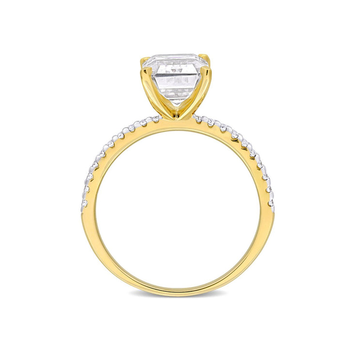 3.20 Carat (ctw) Lab-Created Emerald-Cut Moissanite Engagement Ring in 10K Yellow Gold Image 4