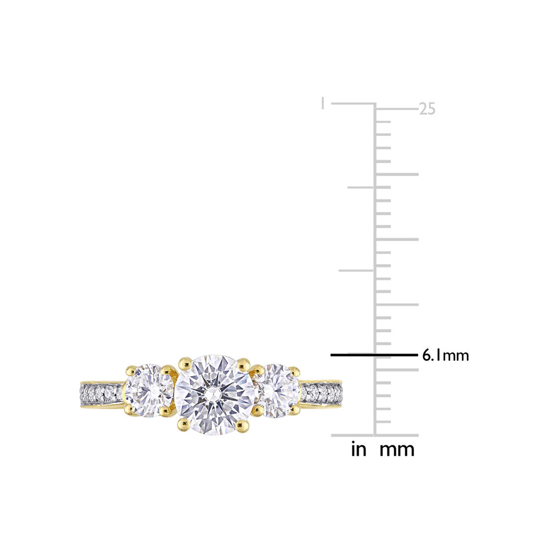 1.30 Carat (ctw) Lab-Created Three-Stone Moissanite Engagement Ring in 10K Yellow Gold Image 4
