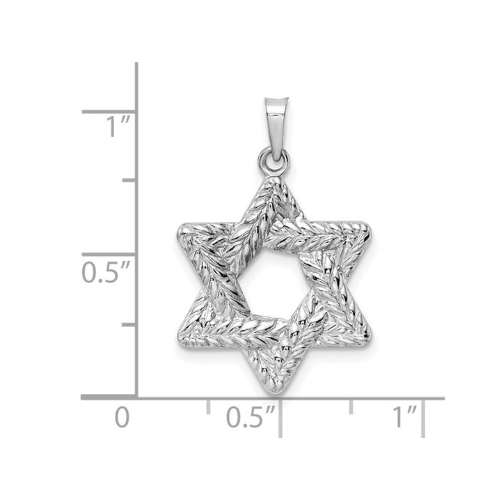 14K White Gold Textured Star of David Pendant Necklace with Chain Image 2