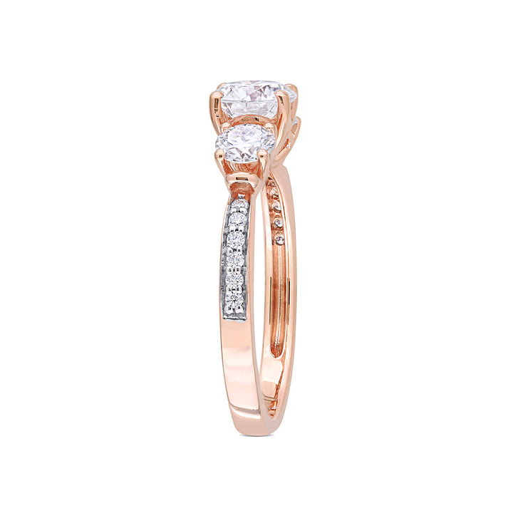 1.30 Carat (ctw) Lab-Created Three-Stone Moissanite Engagement Ring in 10K Rose Gold Image 3