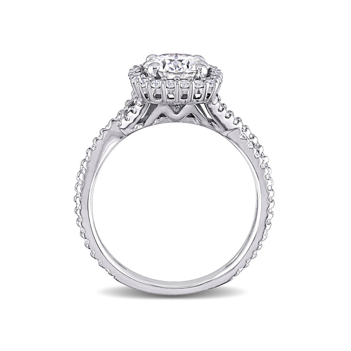 1.45 Carat (ctw) Lab-Created Crossover Halo Moissanite Engagement Ring in 10K White Gold Image 4