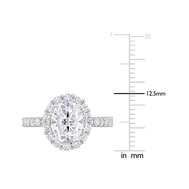 2.90 Carat (ctw) Lab-Created Oval Halo Moissanite Engagement Ring in Sterling Silver Image 4