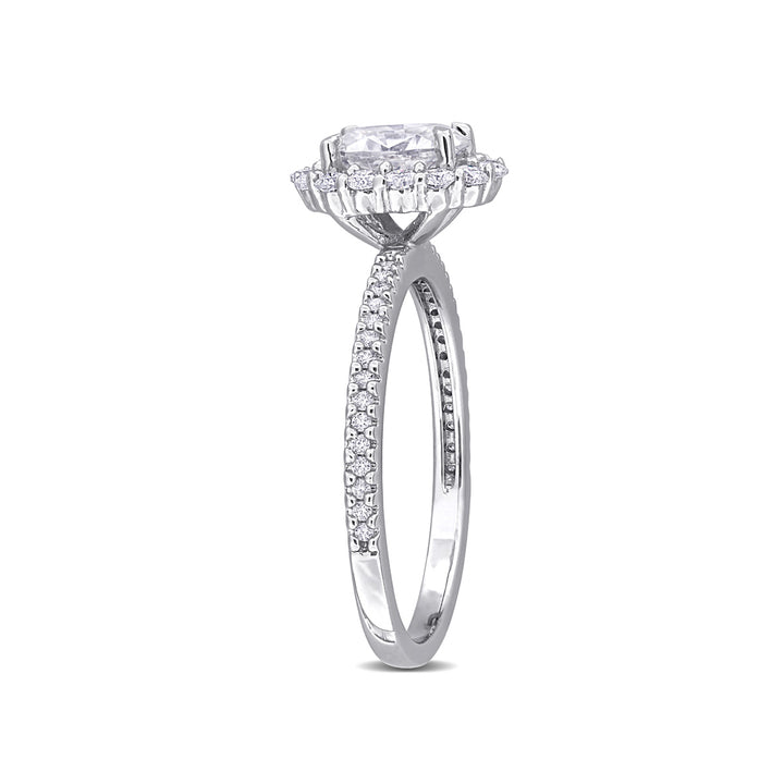 1.42 Carat (ctw) Lab-Created Oval Halo Moissanite Engagement Ring in Sterling Silver Image 3