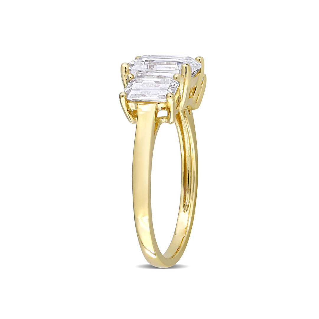 2.70 Carat (ctw) Lab-Created Three-Stone Octagon Moissanite Engagement Ring in 10K Yellow Gold Image 4