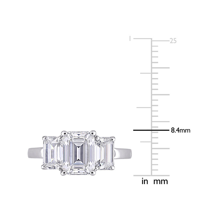 2.70 Carat (ctw) Lab-Created Three-Stone Octagon Moissanite Engagement Ring in 10K White Gold Image 4