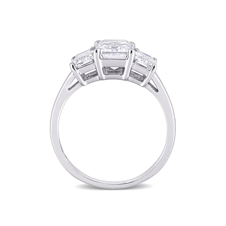 2.70 Carat (ctw) Lab-Created Three-Stone Octagon Moissanite Engagement Ring in 10K White Gold Image 4