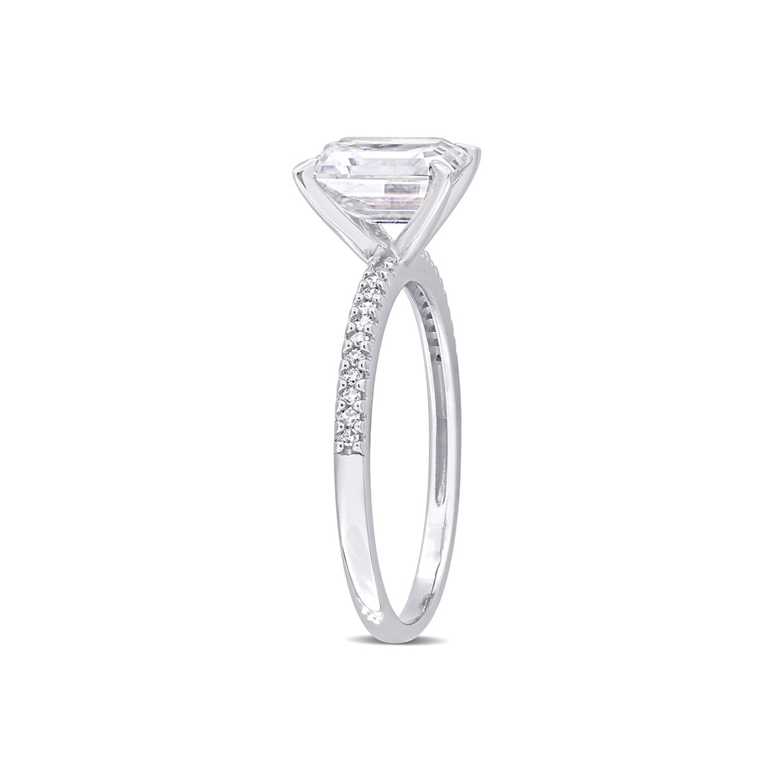 1.75 Carat (ctw) Lab-Created Emerald-Cut Moissanite Engagement Ring in 14K Yellow Gold with Diamonds Image 3