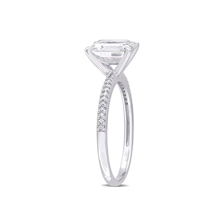1.75 Carat (ctw) Lab-Created Emerald-Cut Moissanite Engagement Ring in 14K Yellow Gold with Diamonds Image 3