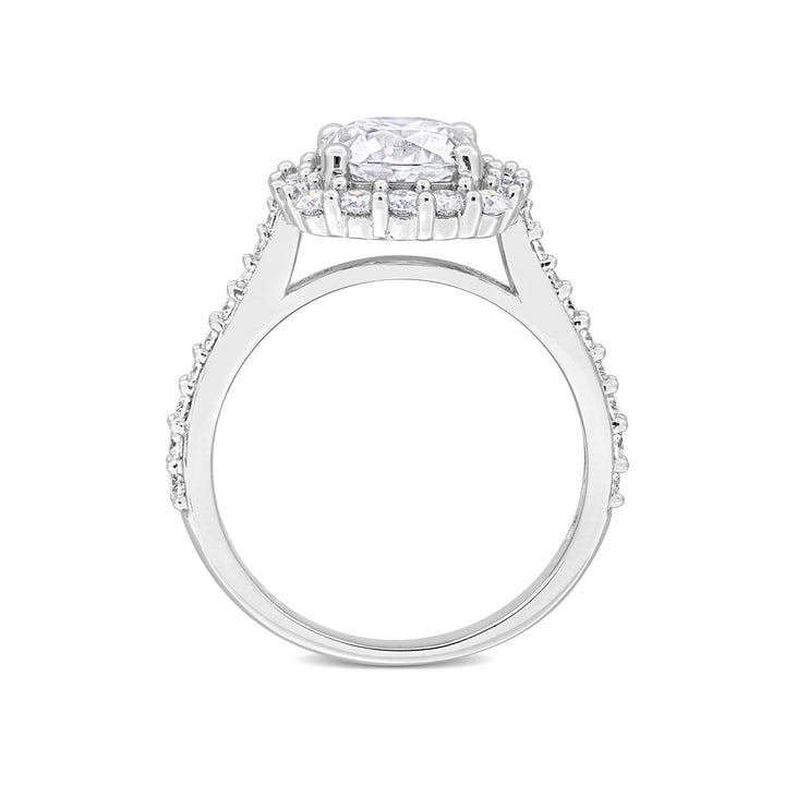 2.71 Carat (ctw) Lab-Created Halo Moissanite Engagement Ring in Sterling Silver Image 4