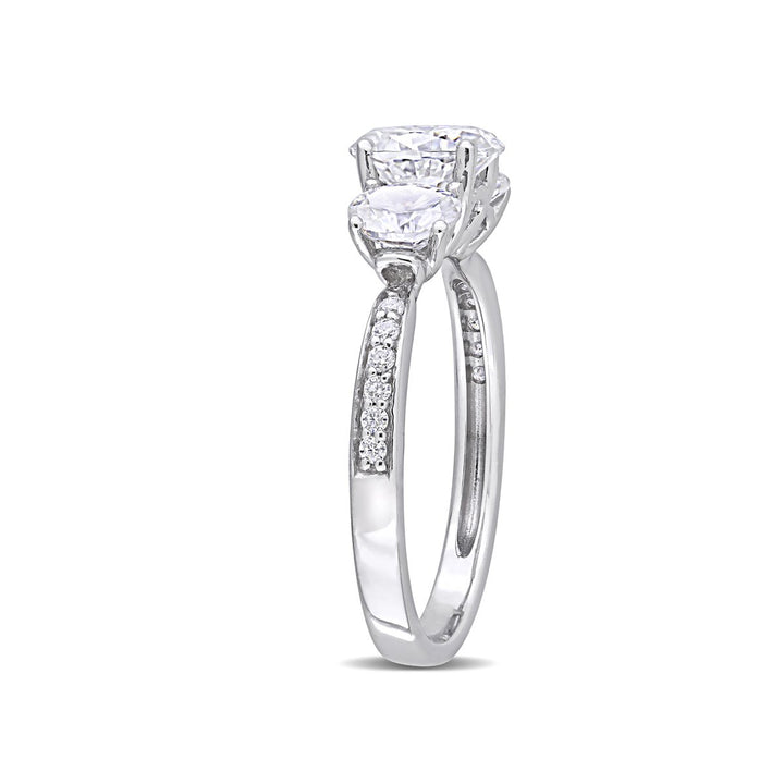 1.80 Carat (ctw) Lab-Created Three-Stone Oval Moissanite Engagement Ring in 10K White Gold Image 3