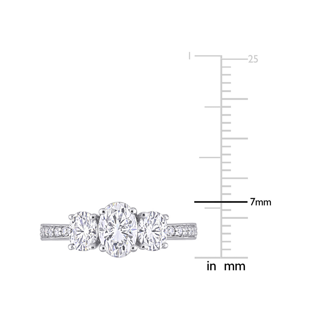 1.80 Carat (ctw) Lab-Created Three-Stone Oval Moissanite Engagement Ring in 10K White Gold Image 4