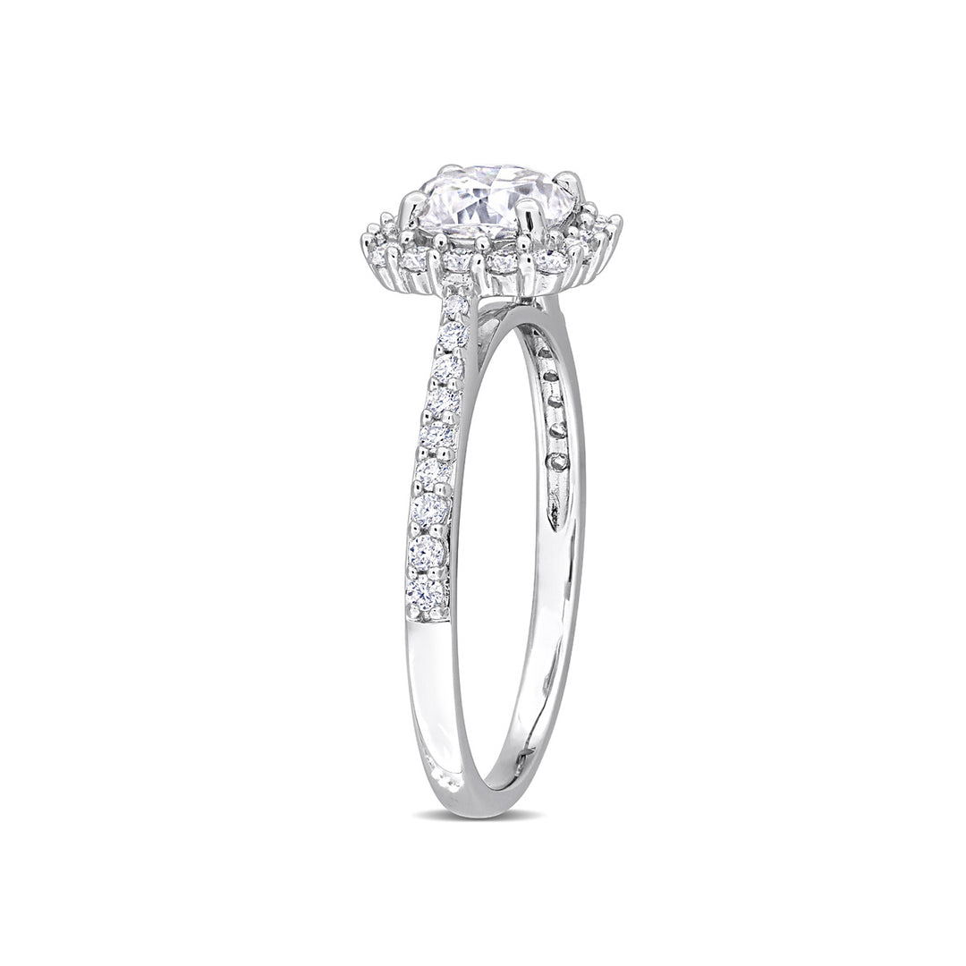 1.38 Carat (ctw) Lab-Created Halo Moissanite Engagement Ring in Sterling Silver Image 3