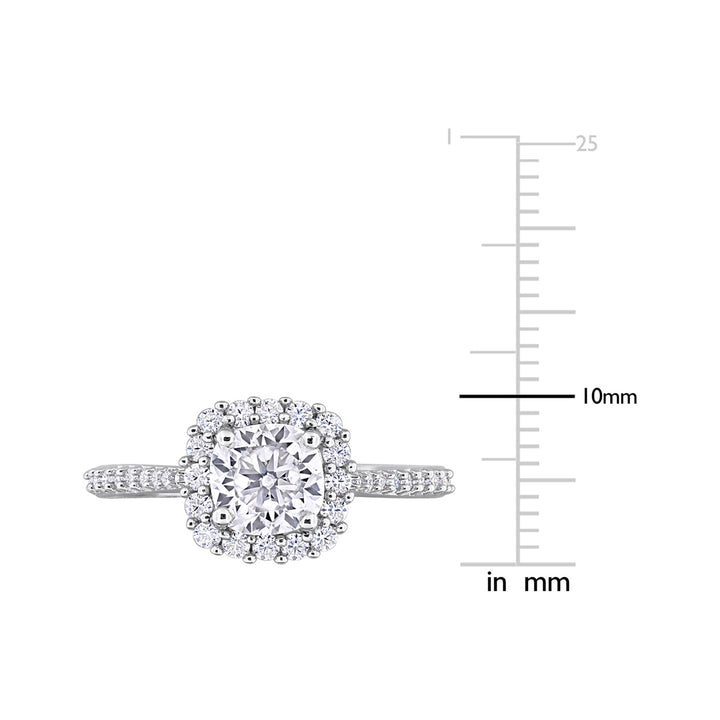 1.38 Carat (ctw) Lab-Created Halo Moissanite Engagement Ring in Sterling Silver Image 4