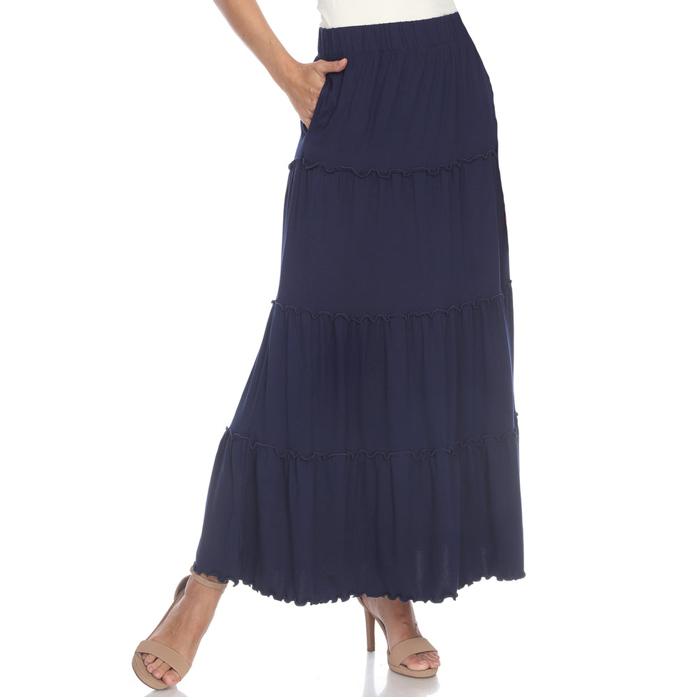 White Mark Womens Tiered Maxi Skirt with Pockets Image 2