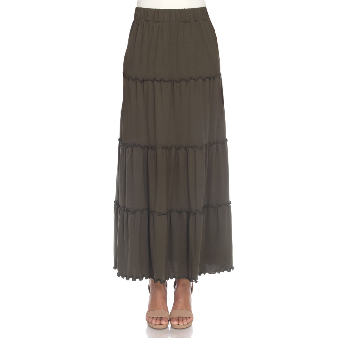 White Mark Womens Tiered Maxi Skirt with Pockets Image 6