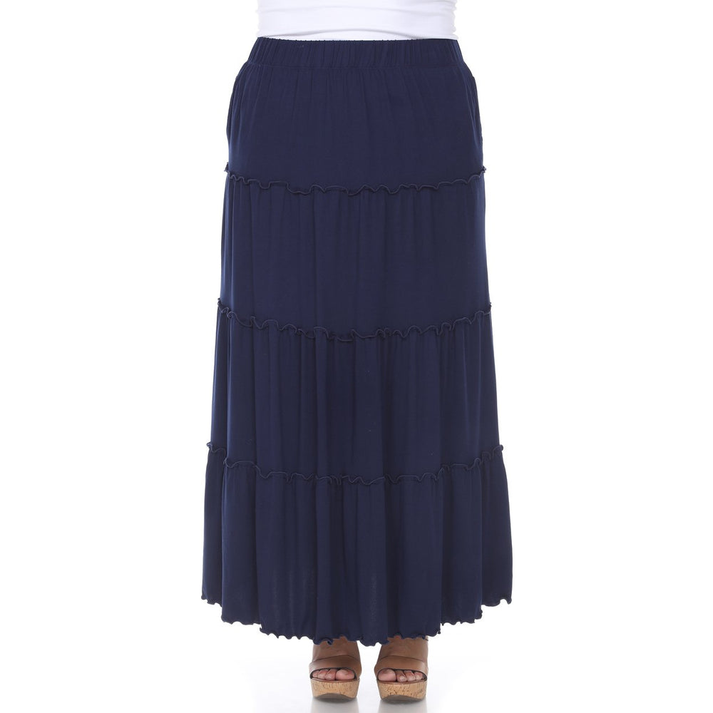 White Mark Womens Plus Size Tiered Maxi Skirt with Pockets Image 2
