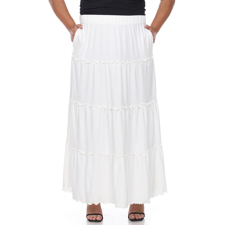 White Mark Womens Plus Size Tiered Maxi Skirt with Pockets Image 1