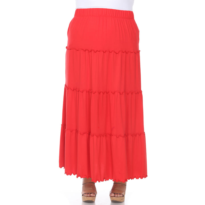 White Mark Womens Plus Size Tiered Maxi Skirt with Pockets Image 4