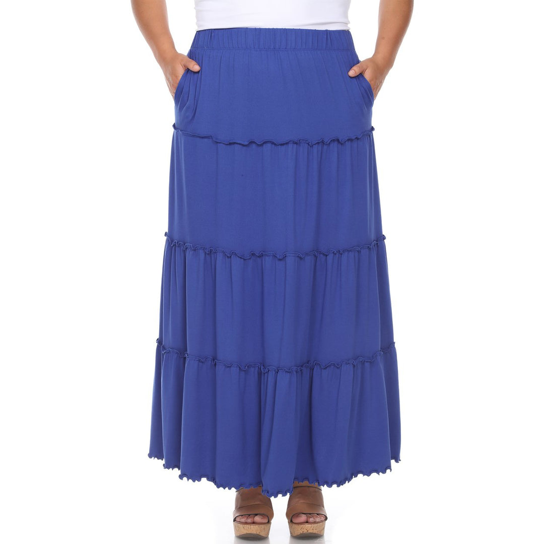 White Mark Womens Plus Size Tiered Maxi Skirt with Pockets Image 4