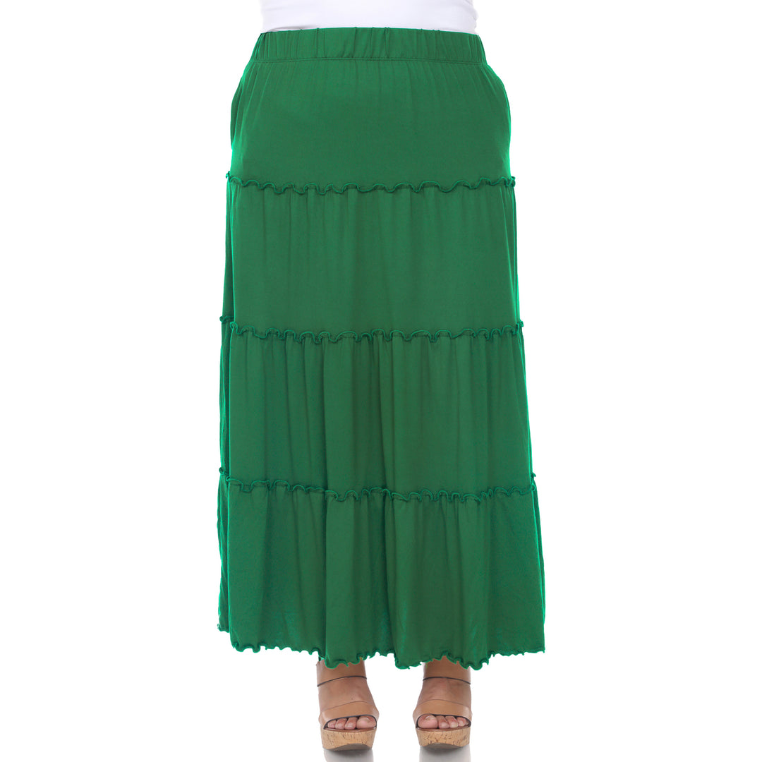 White Mark Womens Plus Size Tiered Maxi Skirt with Pockets Image 8