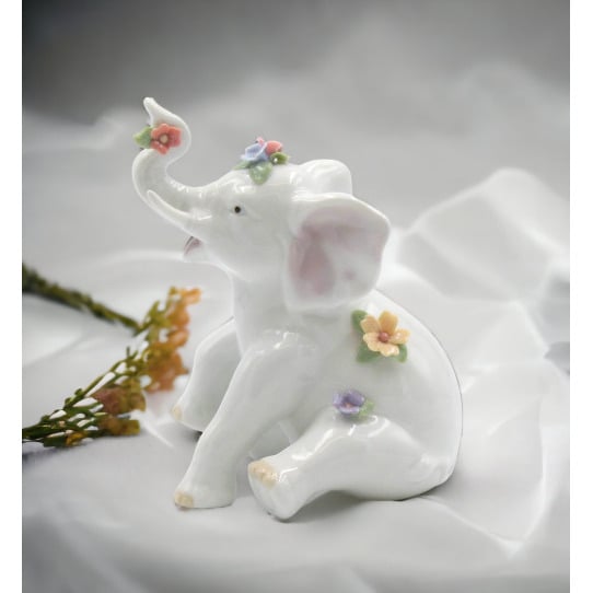 Ceramic Elephant with Flowers FigurineHome DcorBathroom DcorVanity DcorWedding Table Dcor Image 1
