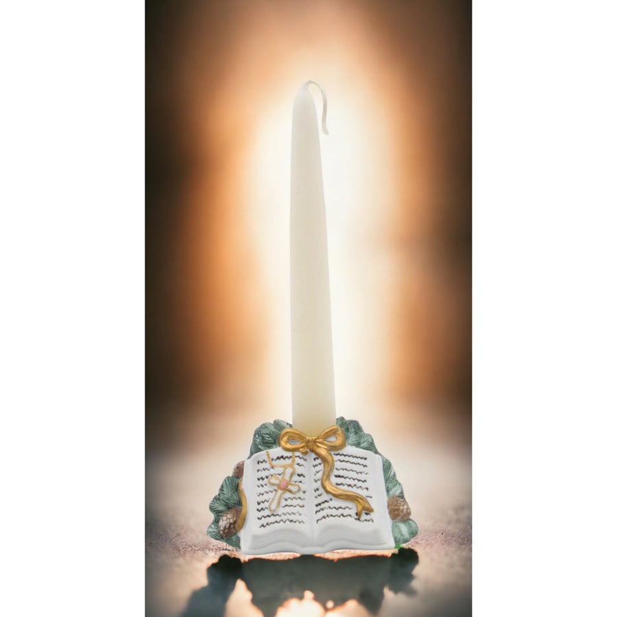 Ceramic Bible on Pine CandleholderReligious DcorReligious GiftChurch Dcor, Image 1