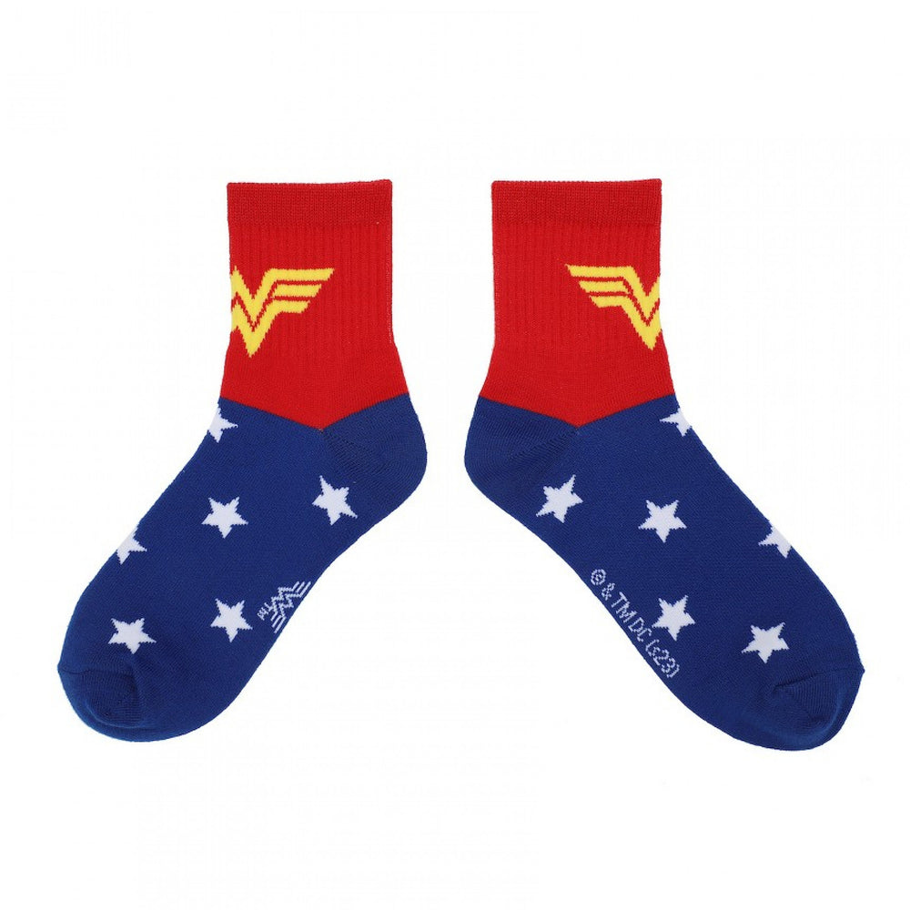 Wonder Woman Stars Womens Quarter Crew Socks 3-Pack Image 2